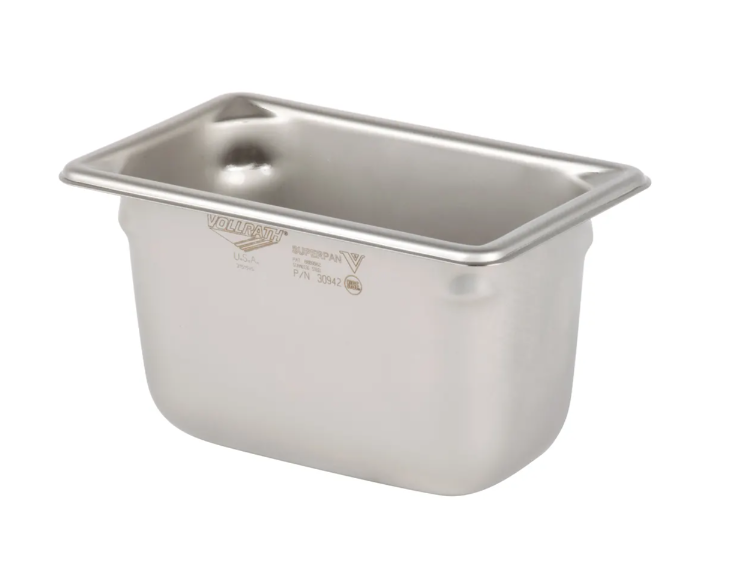 Vollrath 30942 Super Pan V Ninth Size Steam Table Food Pan - Stainless Steel - 6/Case