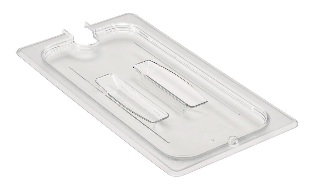 Cambro 30CWCHN135 Camwear Polycarbonate Food Pan Cover with Handle & Spoon Notch - 1/3 Size - Clear