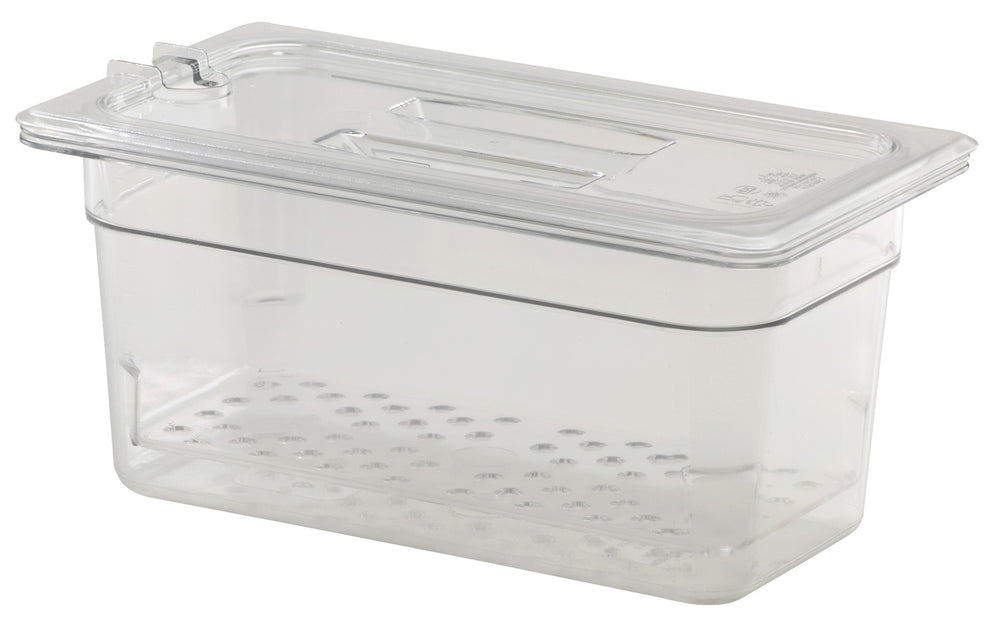 Cambro 30CWCHN135 Camwear Polycarbonate Food Pan Cover with Handle & Spoon Notch - 1/3 Size - Clear