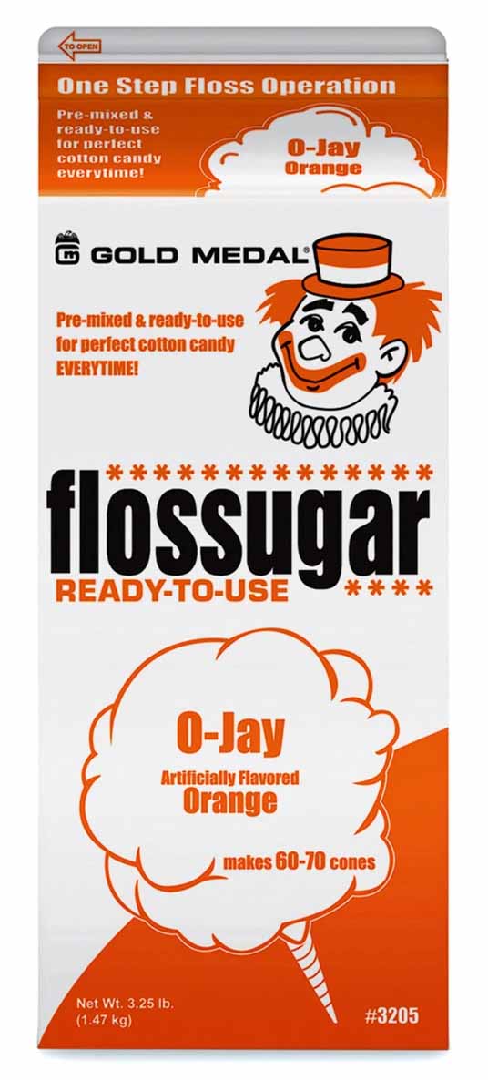 Gold Medal 3205 Flossugar Cotton Candy Floss Sugar 1/2 gal. - O-Jay (Orange)