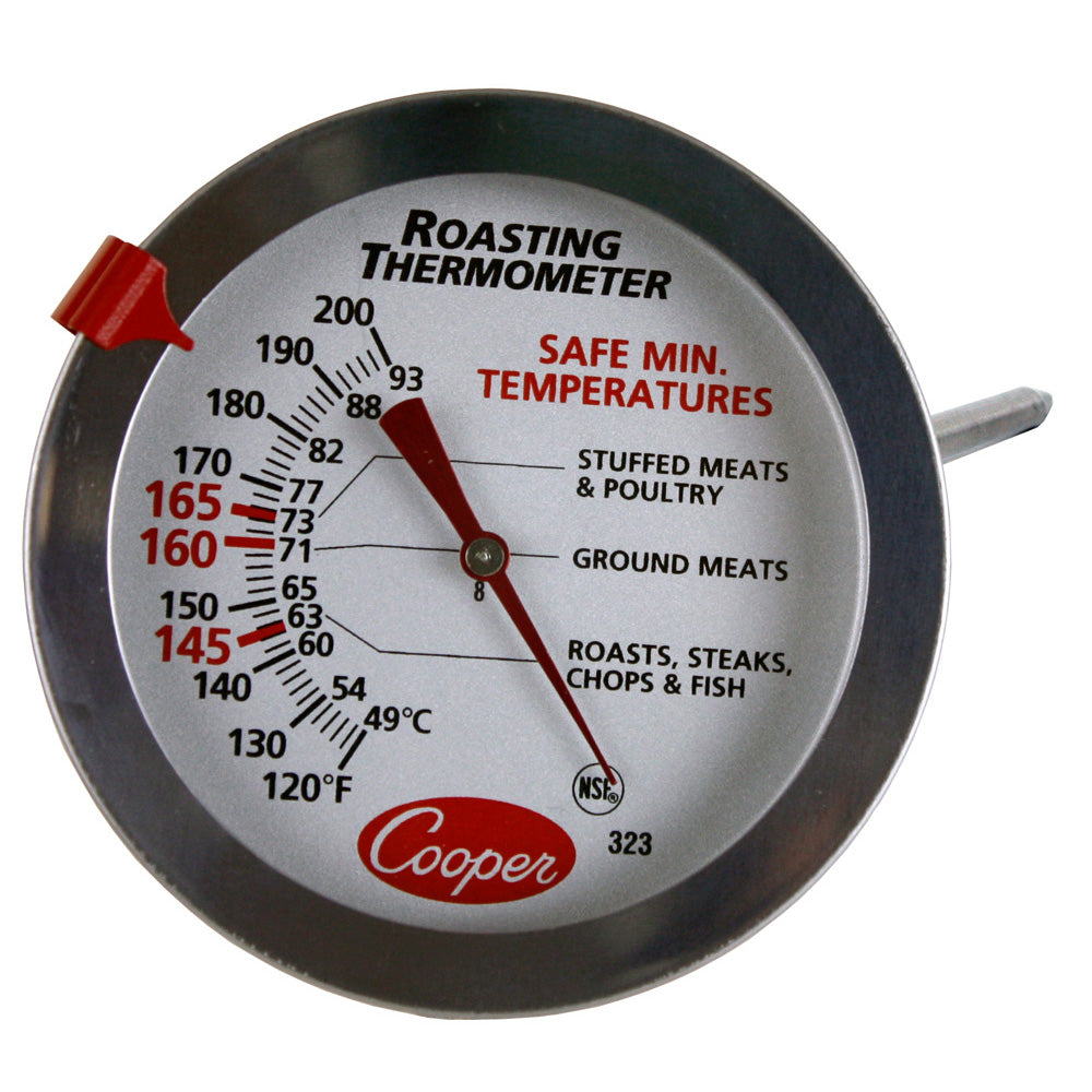 Cooper-Atkins 323-0-1 Bi-metal Insertion Meat / Roasting Thermometer with 2-1/2"dia. Dial & 6" Stem - (120 to 190 Deg. F)