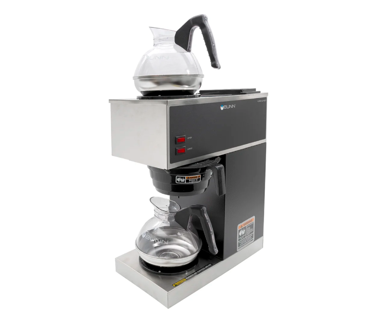 Bunn 33200.0002 VPR Pourover Decanter Coffee Brewer with 2 Warmers, 2 Easy Pour Decanters and Black Plastic Funnel - 3-4/5 gal/hr - 120v