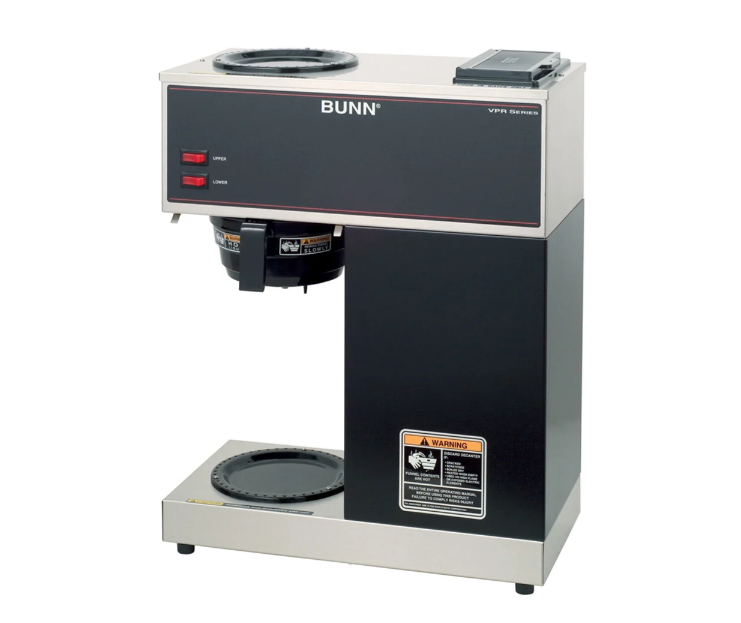 Bunn 33200.0000 VPR Pourover Decanter Coffee Brewer with 2 Warmers and Black Plastic Funnel - 3-4/5 gal/hr - 120v