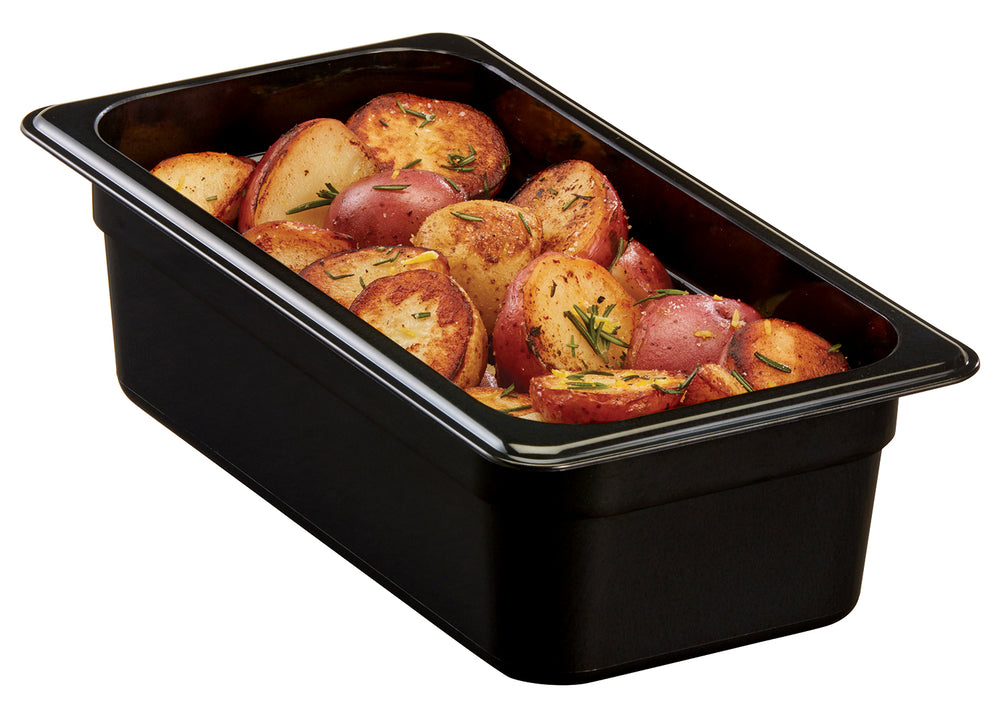 Cambro 34HP110 H-Pan High Heat Hot Food Pan 4" Deep - 1/3 Size - Black