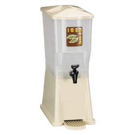TableCraft 356DP Slimline Polypropylene Non-Insulated Beverage Dispenser with Single Translucent Bowl 3 Gal. - Almond