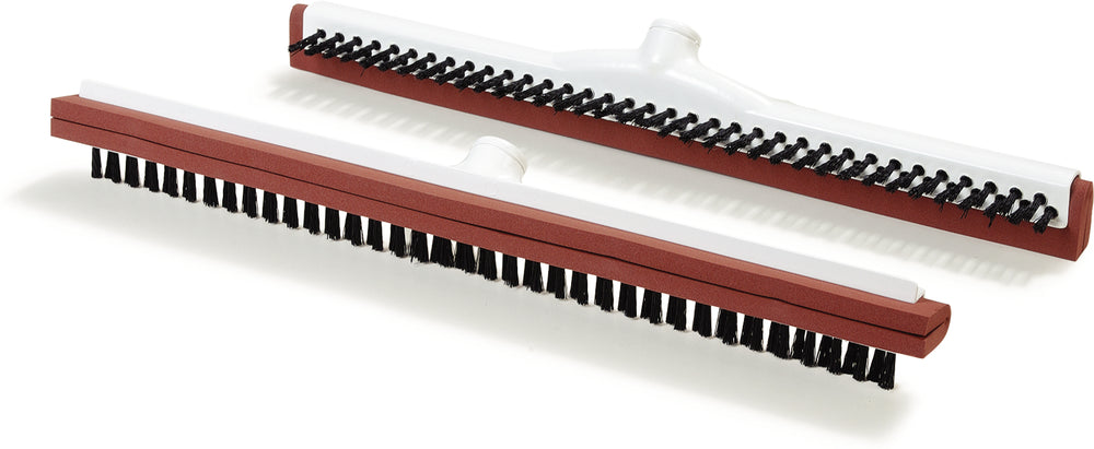 Carlisle 36781800 Flo-Pac Floor Dual Squeegee / Brush  Head with Red Neoprene Foam Blade, Bristles and Plastic Frame 18"