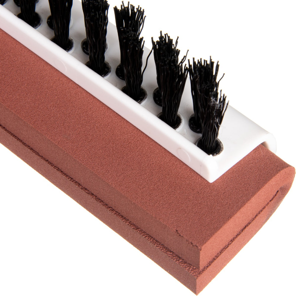 Carlisle 36781800 Flo-Pac Floor Dual Squeegee / Brush  Head with Red Neoprene Foam Blade, Bristles and Plastic Frame 18"