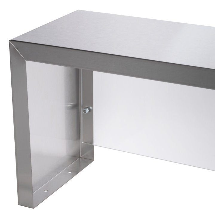 Vollrath 38053 ServeWell Stainless Steel Single-Deck Overshelf with Acrylic Panel Cafeteria Breath Guard 46"W x 10"D x 13"H - for Vollrath 3 Well / Pan Hot or Cold Food Tables
