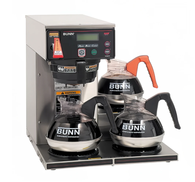 Bunn 38700.0002 AXIOM-15-3 Medium Volume Automatic Decanter Coffee Brewer with 3 Lower Warmers - 4-1/5 gal/hr - 120v