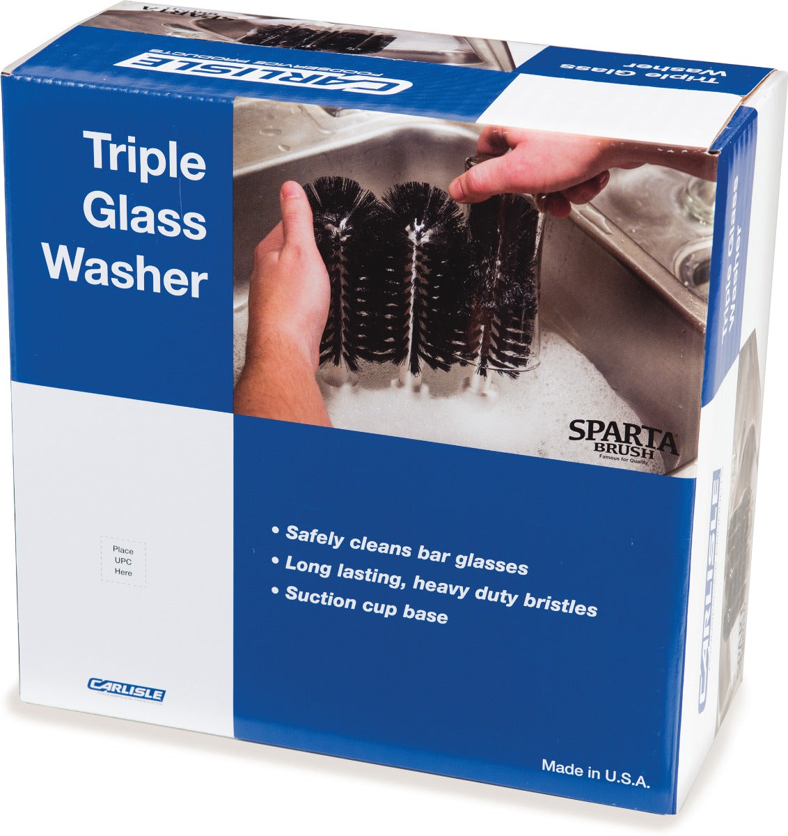 Carlisle 4046103 Sparta Manual Triple Glass Washer 8" - Black