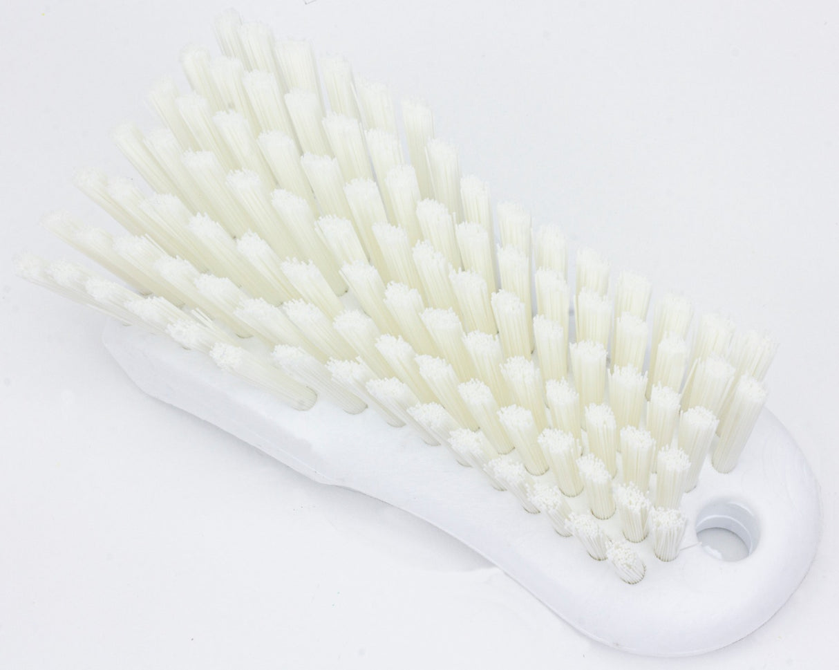 Carlisle 40521EC02 Sparta Color Coded Cutting Board / Hand Scrub Brush with Polyester Bristles and Plastic Block 6" - White