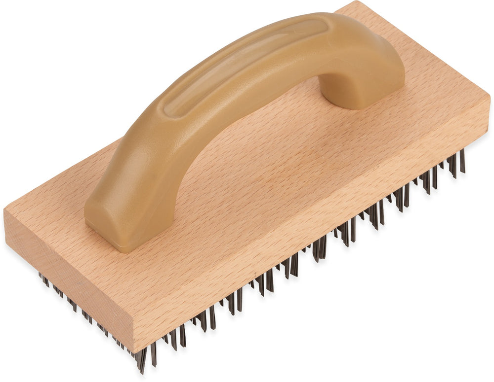 Carlisle 4067600 Wooden Butcher Block Brush with Steel Bristles and Plastic Handle 9" x 4"