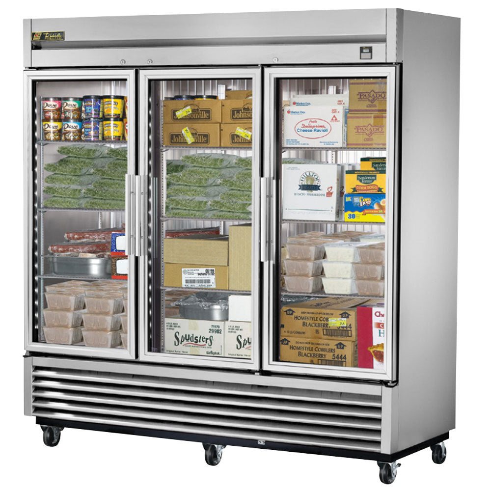 True TS-72FG-HC~FGD01 3-Section Left/Right/Right Hinged 3 Glass Door Reach-In Freezer 78" - 115/208-230v