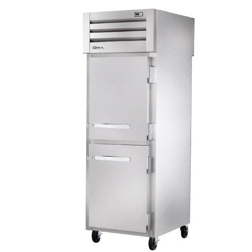 True STG1RPT-2HS-1G-HC Spec Series 1-Section 2 Solid Half Door Front / 1 Glass Door Rear Pass-Thru Refrigerator 27" - 115v