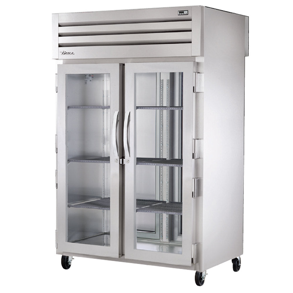 True STR2RPT-2G-2S Spec Series 2-Section Glass Door Front / Solid Door Rear Pass-Thru Refrigerator 52" - 56 cu. ft. - 115v