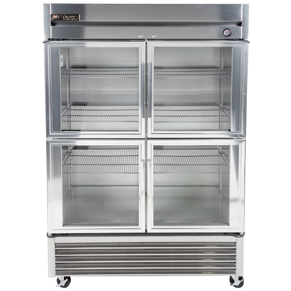 True T-49G-4-HC~FGD01 2-Section Left/Right Hinged 4 Glass Half Door Reach-In Refrigerator 54" - 115v