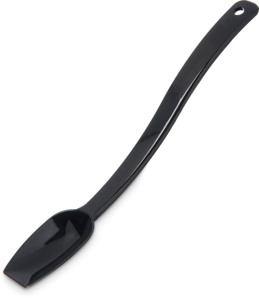 Carlisle 445003 One-Piece Plastic Solid Salad/Buffet Serving Spoon with Notched handle 8" - 1/4 oz. - Black