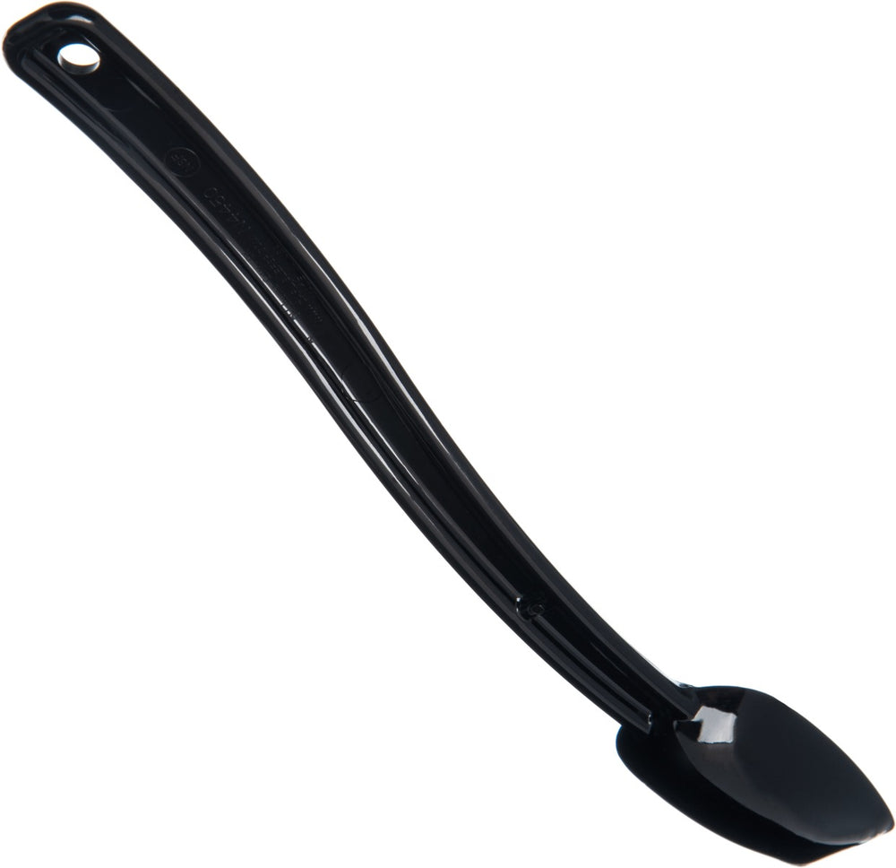 Carlisle 445003 One-Piece Plastic Solid Salad/Buffet Serving Spoon with Notched handle 8" - 1/4 oz. - Black