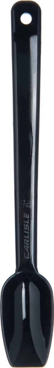 Carlisle 445003 One-Piece Plastic Solid Salad/Buffet Serving Spoon with Notched handle 8" - 1/4 oz. - Black