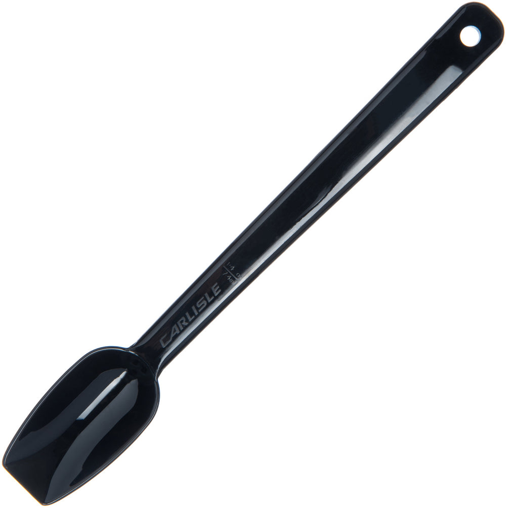 Carlisle 445003 One-Piece Plastic Solid Salad/Buffet Serving Spoon with Notched handle 8" - 1/4 oz. - Black