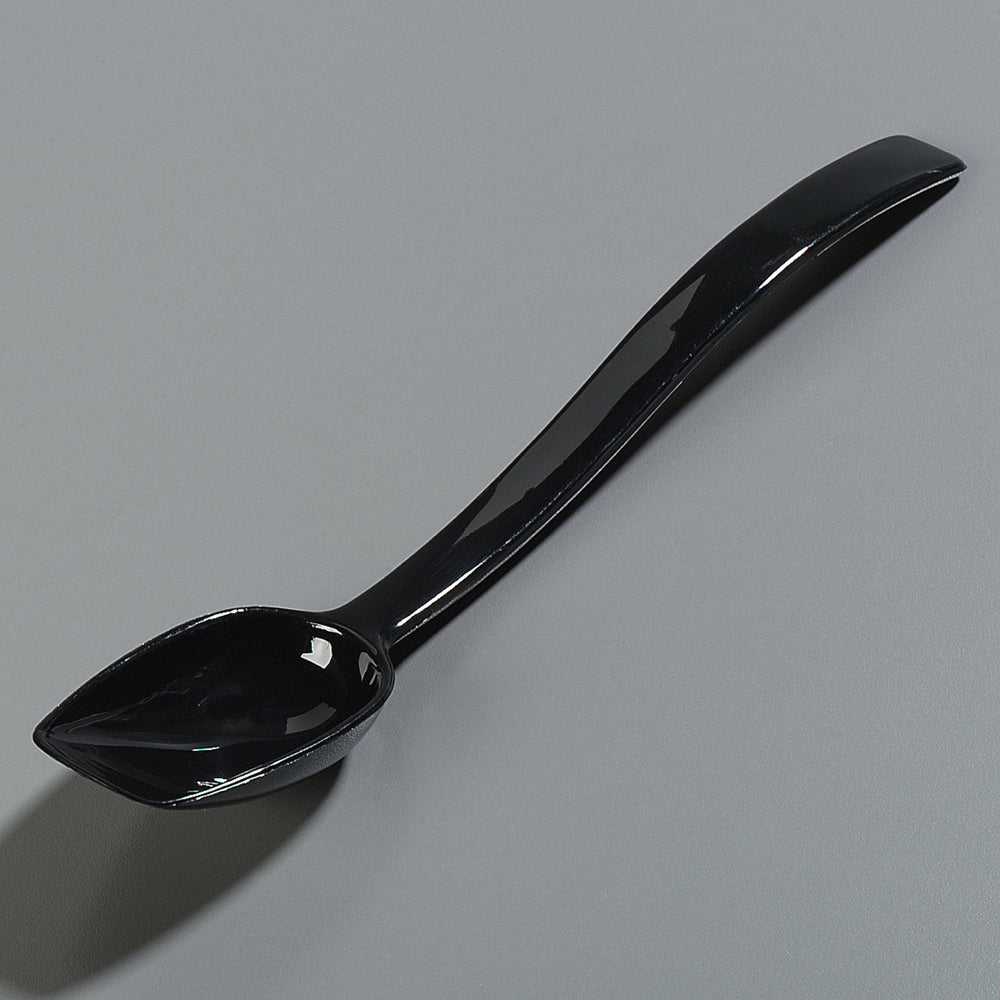Carlisle 447003 One-Piece Plastic Solid Salad/Buffet Serving Spoon with Notched handle 10" - 3/4 oz. - Black