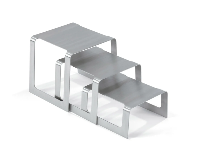 Vollrath 46009 Square Buffet Stand - Set of 3 Risers, Brushed Stainless