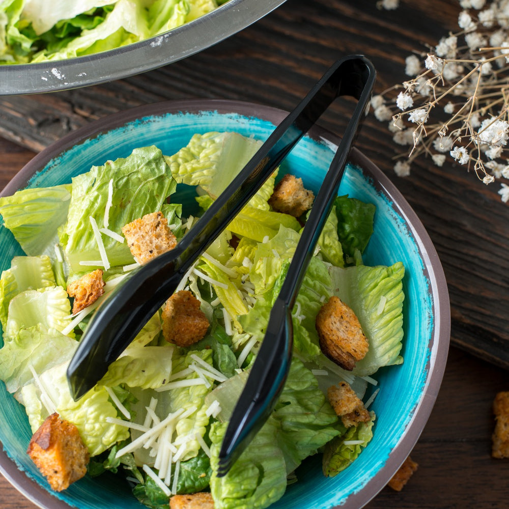 Carlisle 460603 Carly 1-Piece Plastic Salad Tongs 6" - Black