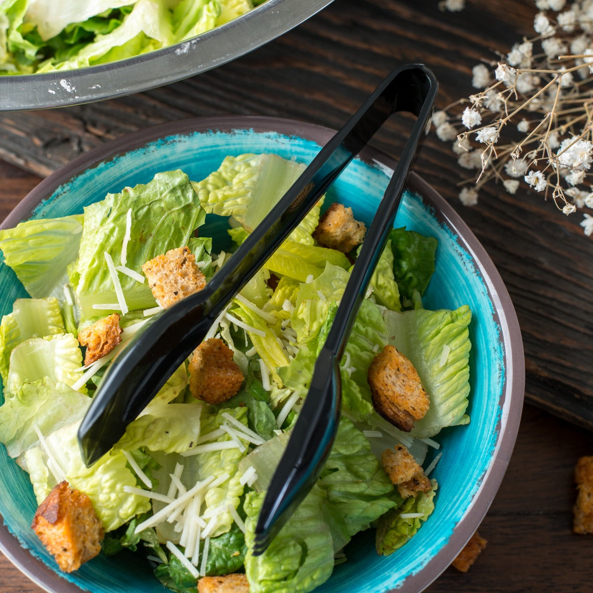 Carlisle 460603 Carly 1-Piece Plastic Salad Tongs 6" - Black