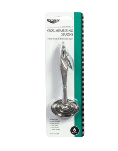 Vollrath 46588 6 Piece Oval Measuring Spoon Set - 1/8 Tsp - 1 Tbsp, 18 ga Stainless - 12ea/Case