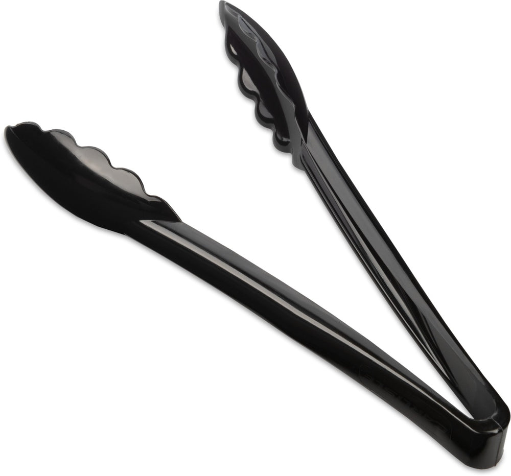 Carlisle 470903 Carly 1-Piece Plastic Scalloped Utility Tongs 9" - Black
