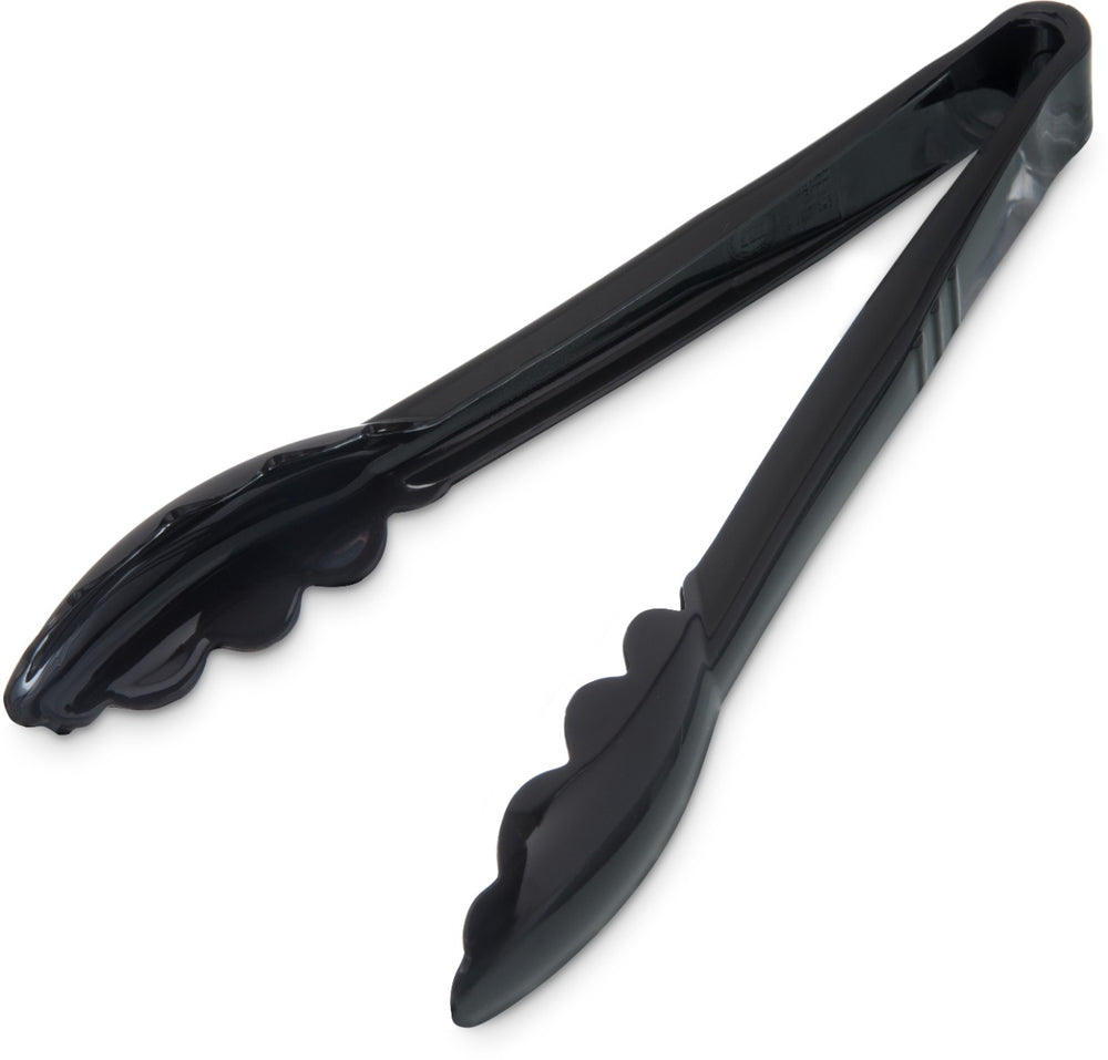 Carlisle 470903 Carly 1-Piece Plastic Scalloped Utility Tongs 9" - Black