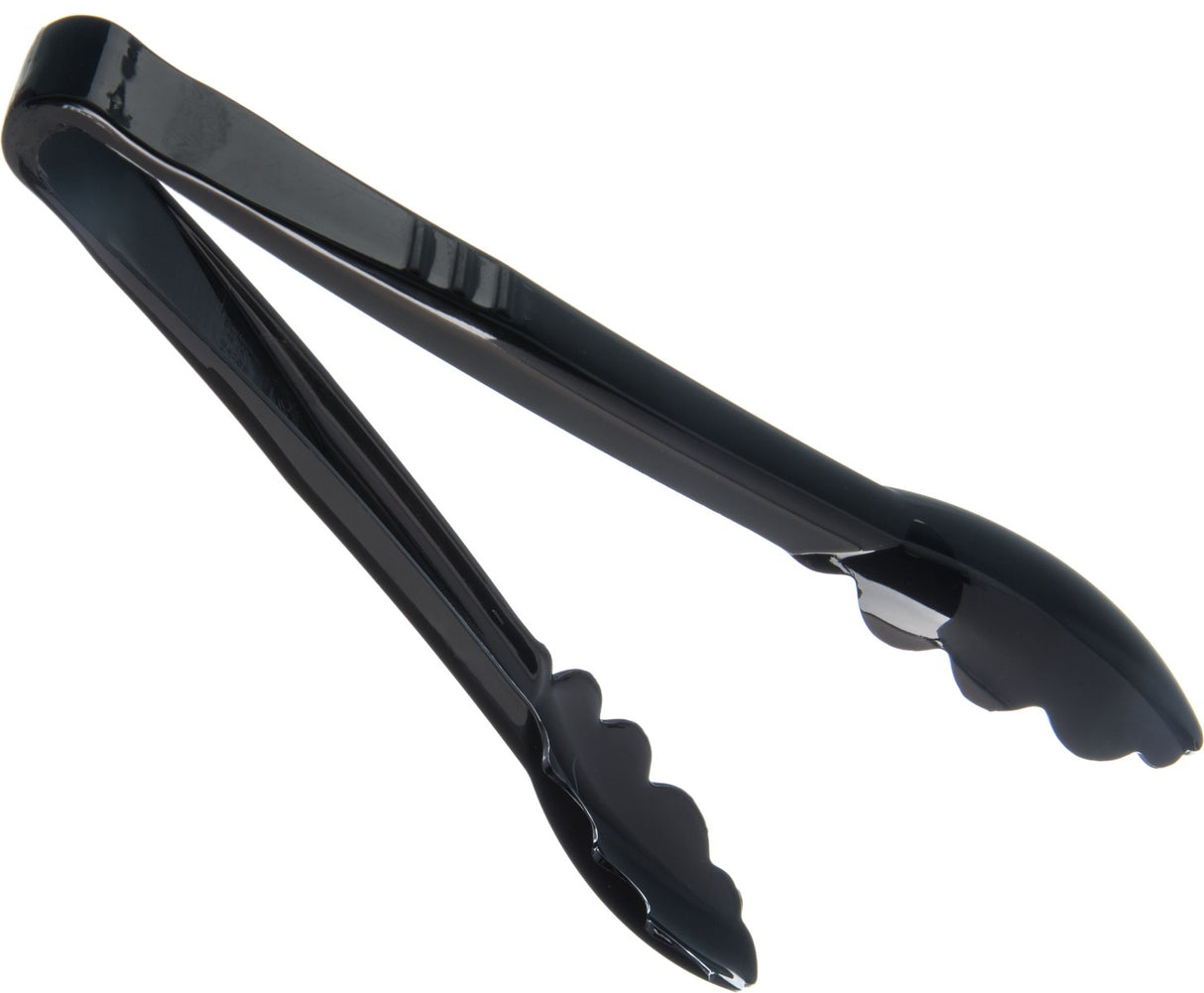 Carlisle 470903 Carly 1-Piece Plastic Scalloped Utility Tongs 9" - Black