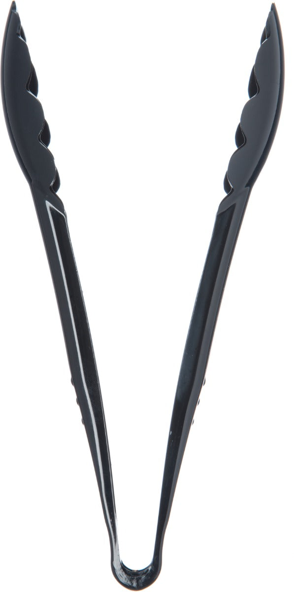 Carlisle 470903 Carly 1-Piece Plastic Scalloped Utility Tongs 9" - Black