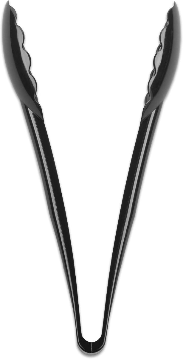 Carlisle 470903 Carly 1-Piece Plastic Scalloped Utility Tongs 9" - Black