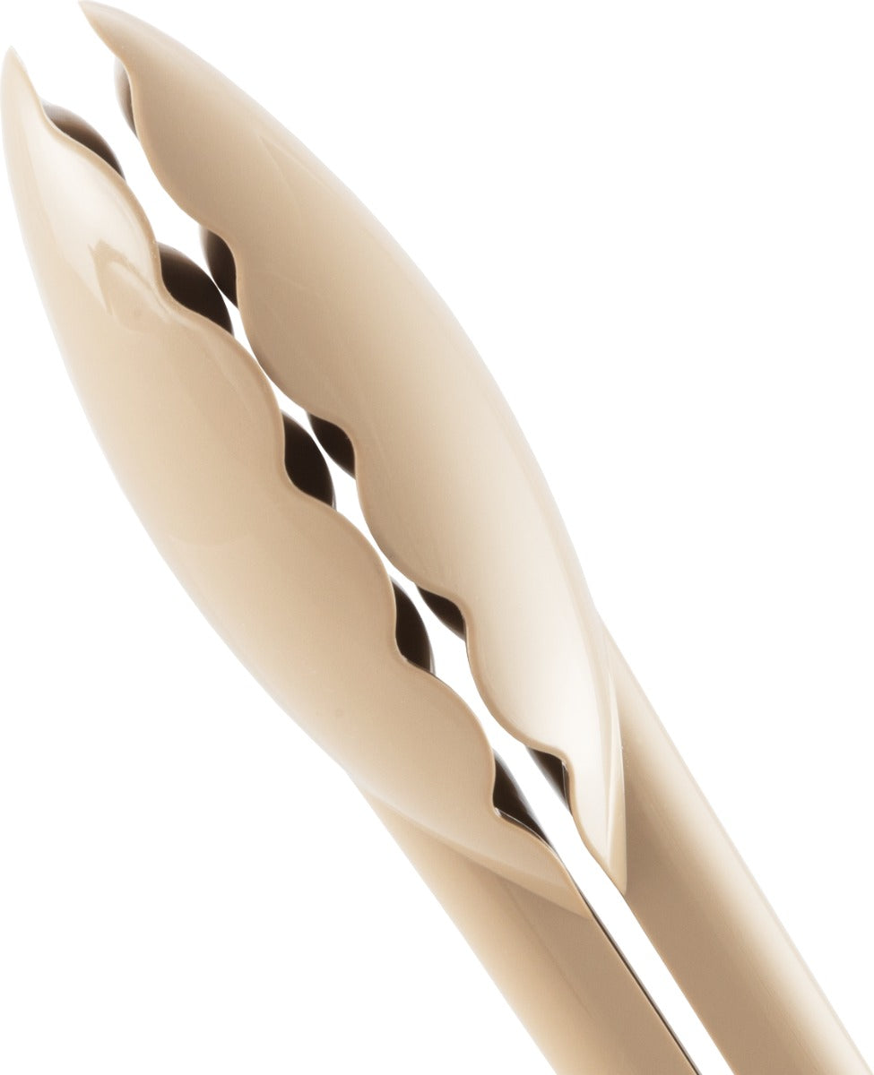 Carlisle 470906 Carly 1-Piece Plastic Scalloped Utility Tongs 9" - Beige