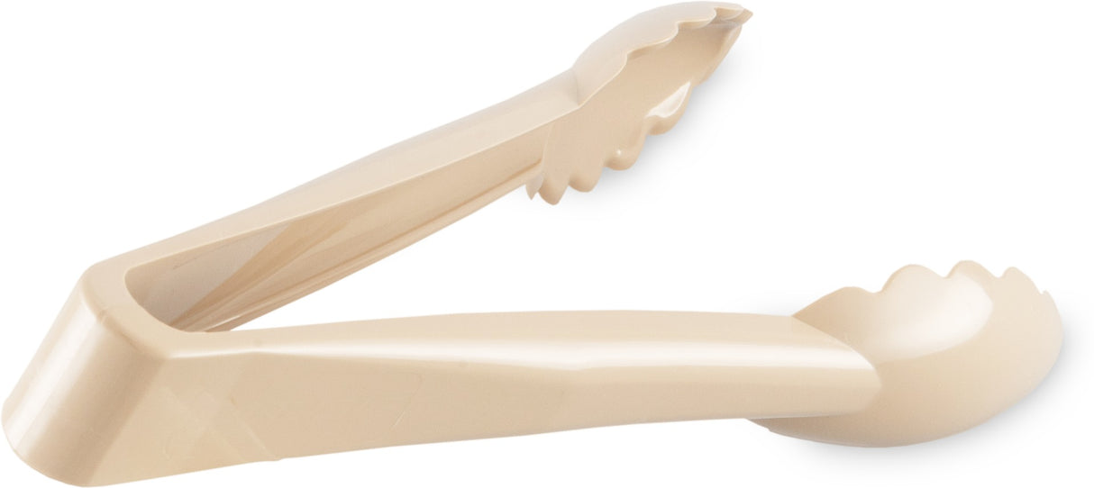 Carlisle 470906 Carly 1-Piece Plastic Scalloped Utility Tongs 9" - Beige