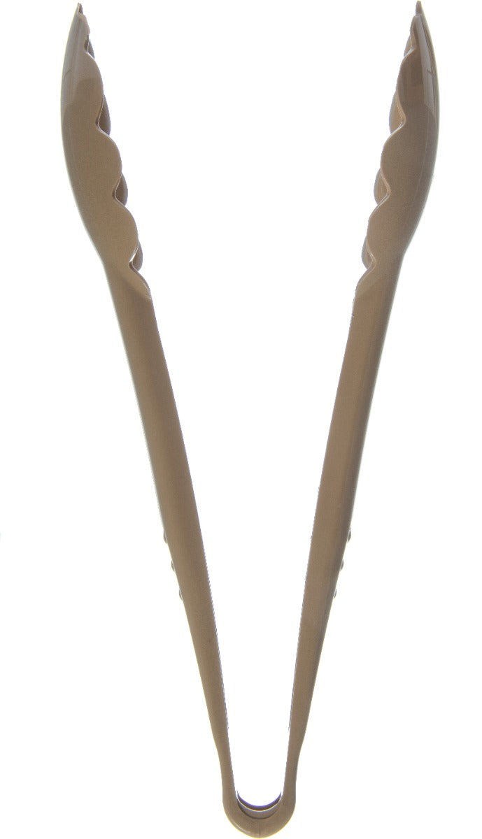 Carlisle 470906 Carly 1-Piece Plastic Scalloped Utility Tongs 9" - Beige