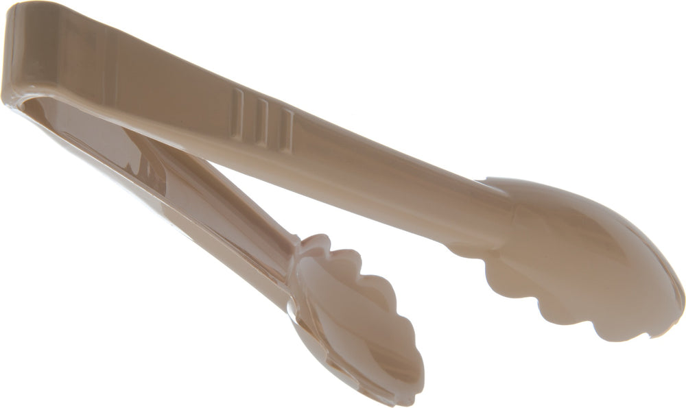 Carlisle 470906 Carly 1-Piece Plastic Scalloped Utility Tongs 9" - Beige