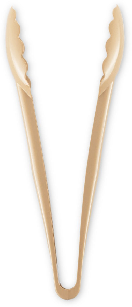 Carlisle 470906 Carly 1-Piece Plastic Scalloped Utility Tongs 9" - Beige