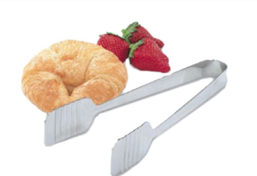 Vollrath 47107 9 1/4" Mirror-Finish Stainless Steel Tender-Touch Pastry Tongs With Ribbed Gripping Surface - 12ea/Case