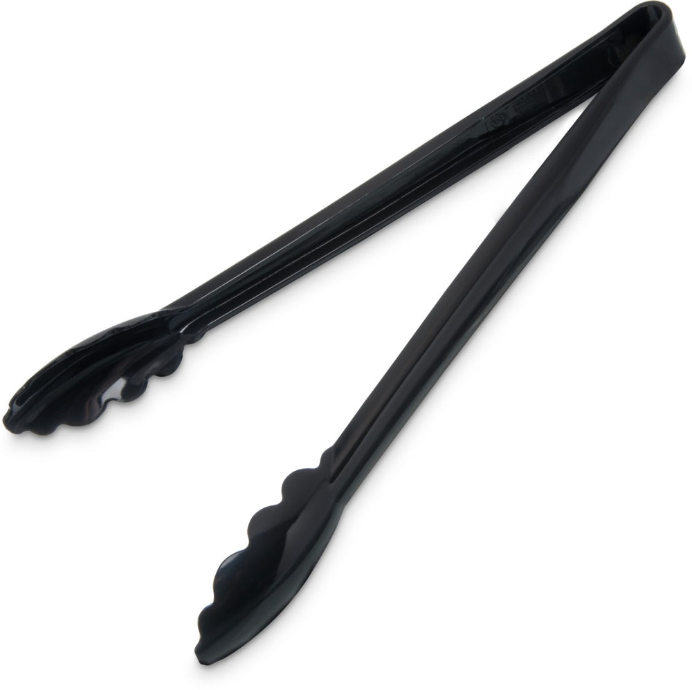 Carlisle 471203 Carly 1-Piece Plastic Scalloped Utility Tongs 12" - Black