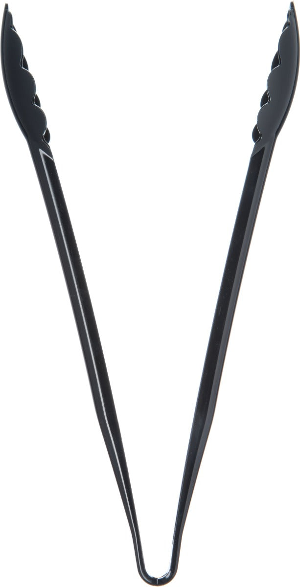 Carlisle 471203 Carly 1-Piece Plastic Scalloped Utility Tongs 12" - Black