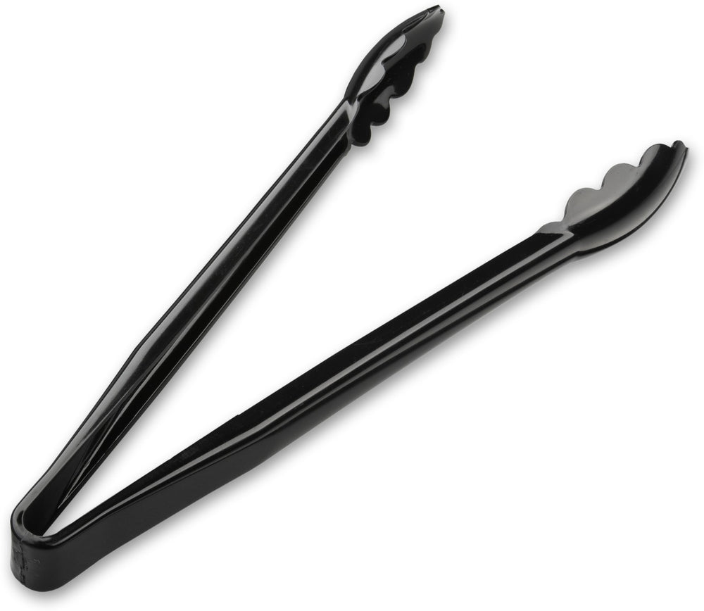 Carlisle 471203 Carly 1-Piece Plastic Scalloped Utility Tongs 12" - Black