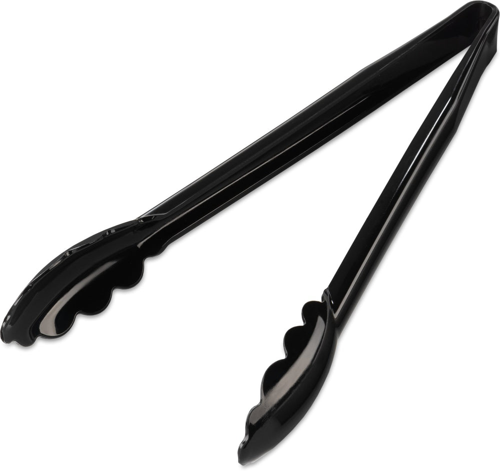 Carlisle 471203 Carly 1-Piece Plastic Scalloped Utility Tongs 12" - Black
