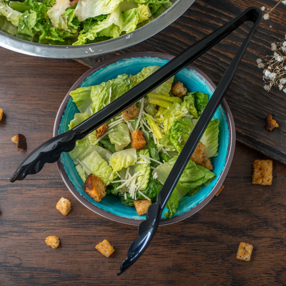 Carlisle 471203 Carly 1-Piece Plastic Scalloped Utility Tongs 12" - Black