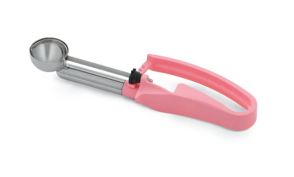 Vollrath 47379 Jacob's Pride Extended Length Disher with Pink Squeeze Handle 0.54 oz. - Size 60 - 12/Case