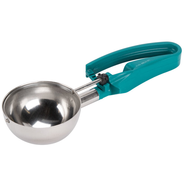 Vollrath 47389 Jacob's Pride Standard Length Disher with Teal Squeeze Handle 6 oz. - Size 5 - 12/Case