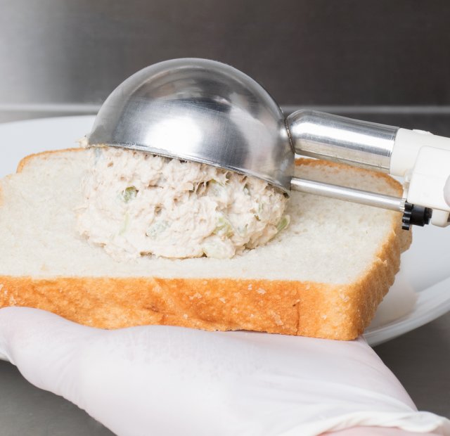 Vollrath 47392 Jacob's Pride Standard Length Disher with Ivory Squeeze Handle 3.2 oz. - Size 10 - 12/Case