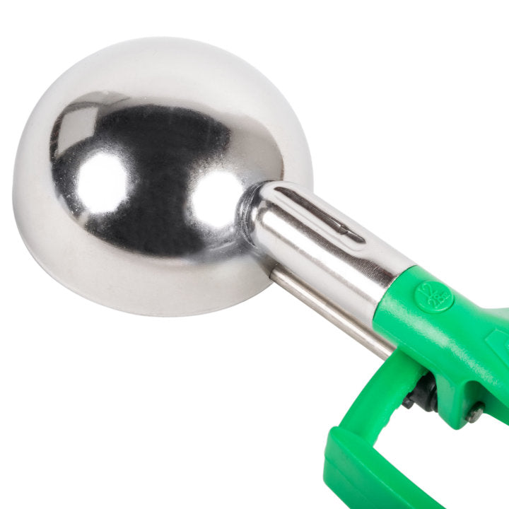 Vollrath 47393 Jacob's Pride Standard Length Disher with Green Squeeze Handle 2.8 oz. - Size 12 - 12/Case