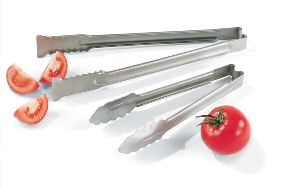 Vollrath 4781210 1-Piece Heavy-Duty Stainless Steel Utility Tongs with Ergonomic Handle 12"